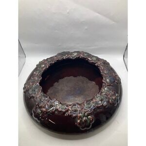 Decorative Ceramic Floral Accent Bowl - Deep Burgundy